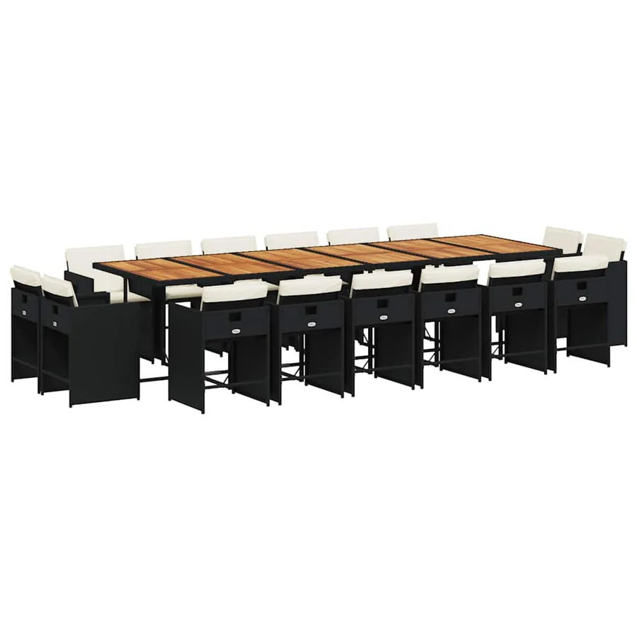 Ensemble à manger de jardin coussins 17 pcs résine tressée - 2