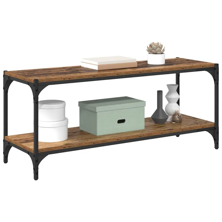 Meuble TV Bois Ancien 100x33x41cm Bois d'ingénierie et fer - 3