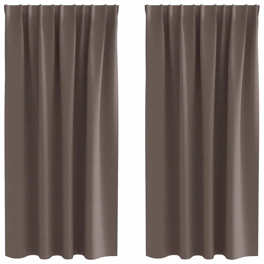 Rideaux occultants avec anneaux 2 pcs Marron foncé 175 x 140 cm - 2