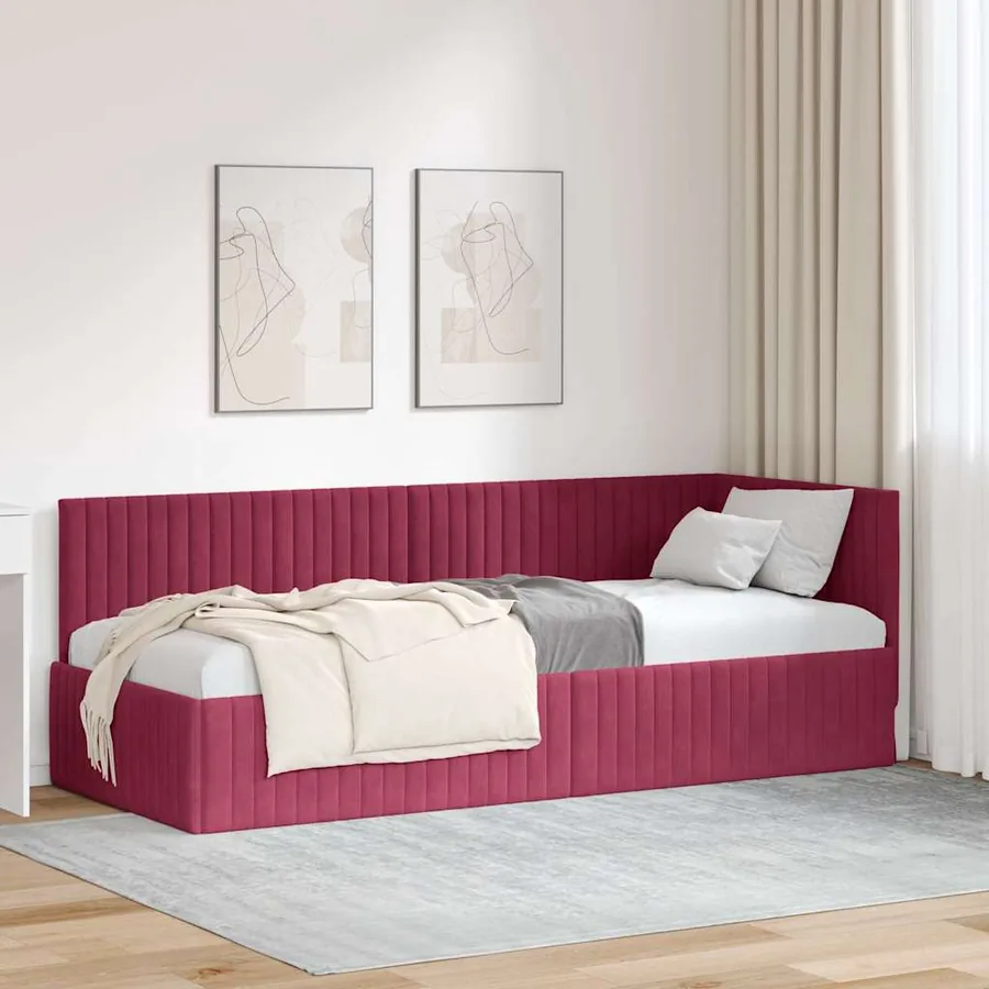 Cadre de lit d'angle Bordeaux 80 cm x 200 cm Velours