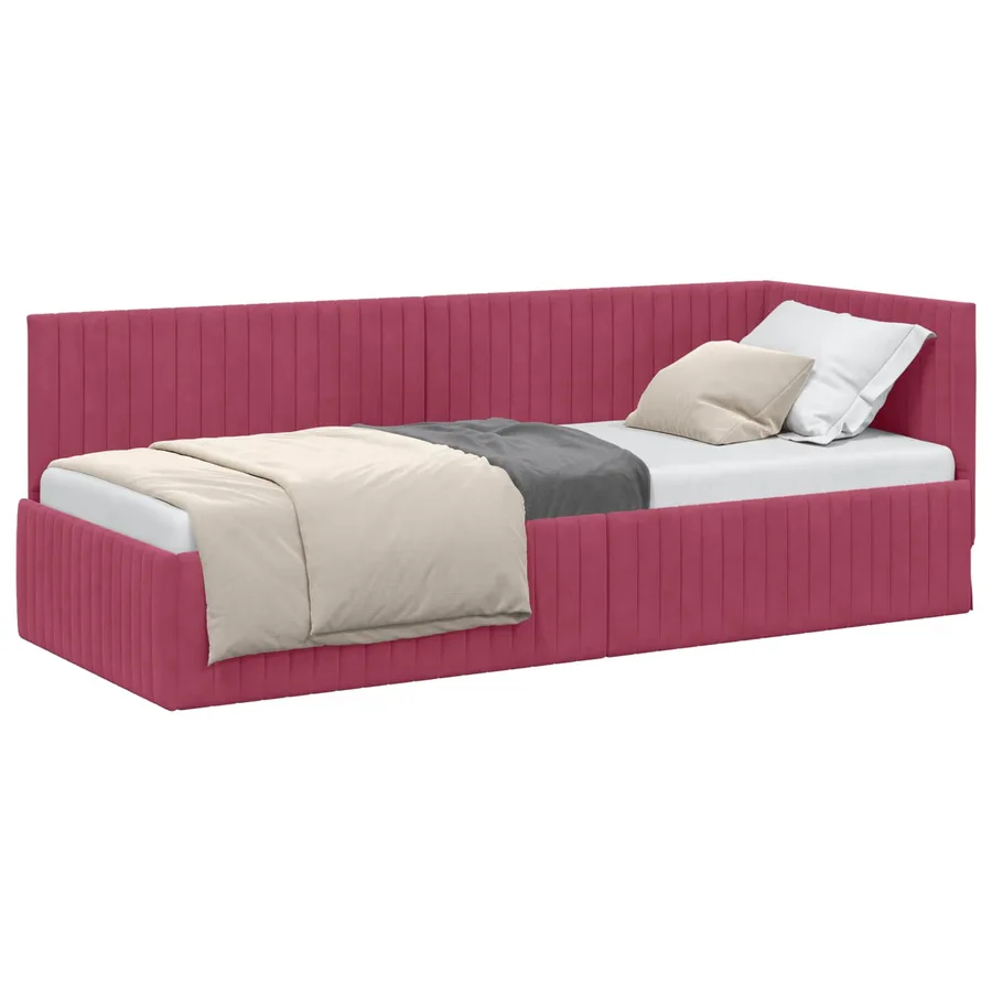 Cadre de lit d'angle Bordeaux 80 cm x 200 cm Velours - 2