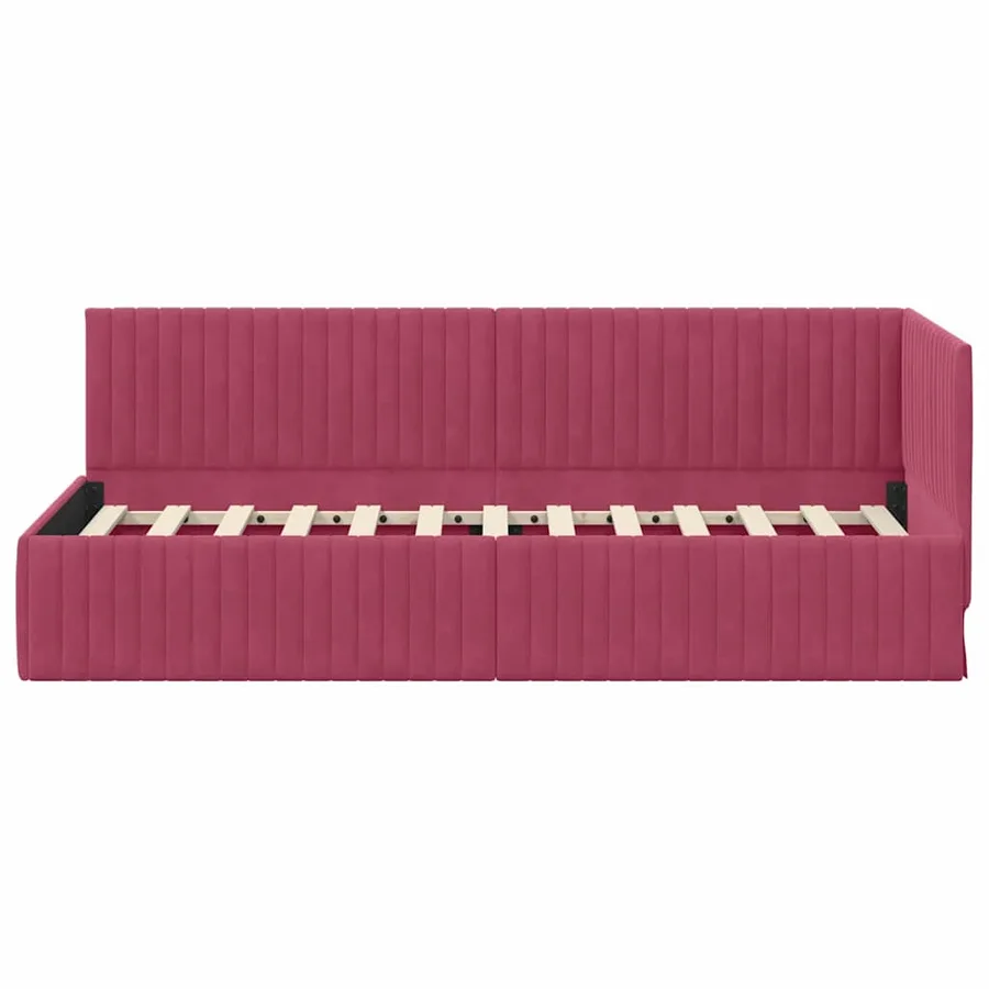 Cadre de lit d'angle Bordeaux 80 cm x 200 cm Velours - 5