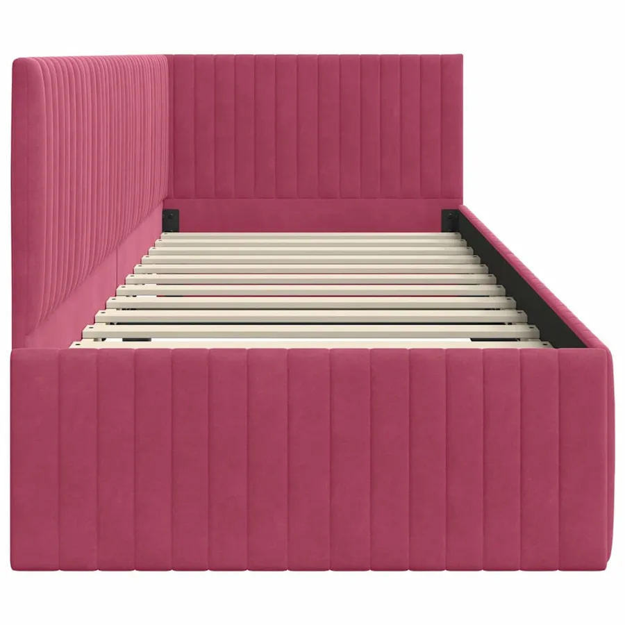 Cadre de lit d'angle Bordeaux 80 cm x 200 cm Velours - 6