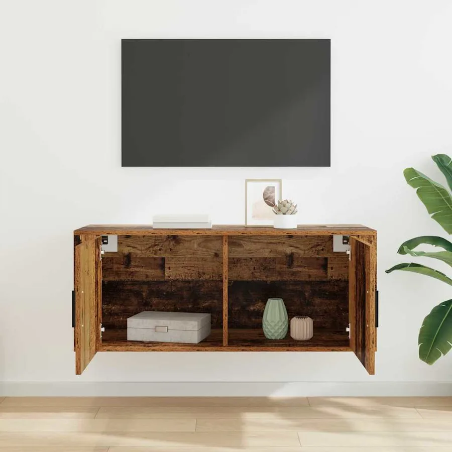 Meuble TV mural Montage mural Bois Ancien 100 x 34,5 x 40 cm - 4
