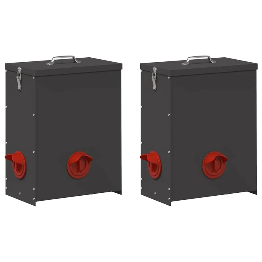 Mangeoire pour poules 2 pcs Noir 32,5 x 20,5 x 43 cm - 2