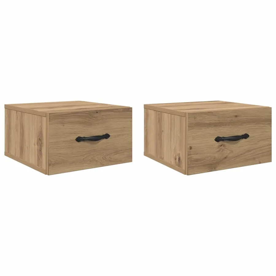 Cabinet de chevet 2 pc chêne artisanal 35 x 35 x 20 cm - 2