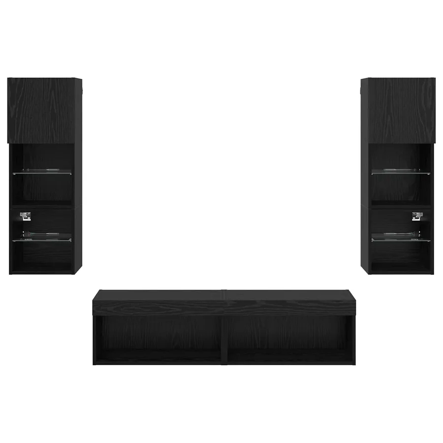 Unité murale de TV 6 pcs Chêne noir Bois d'ingénierie - 10