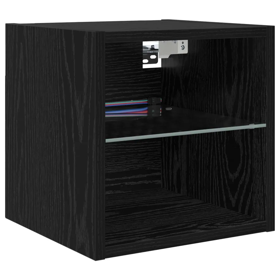 Unité murale de TV 6 pcs Chêne noir Bois d'ingénierie - 7