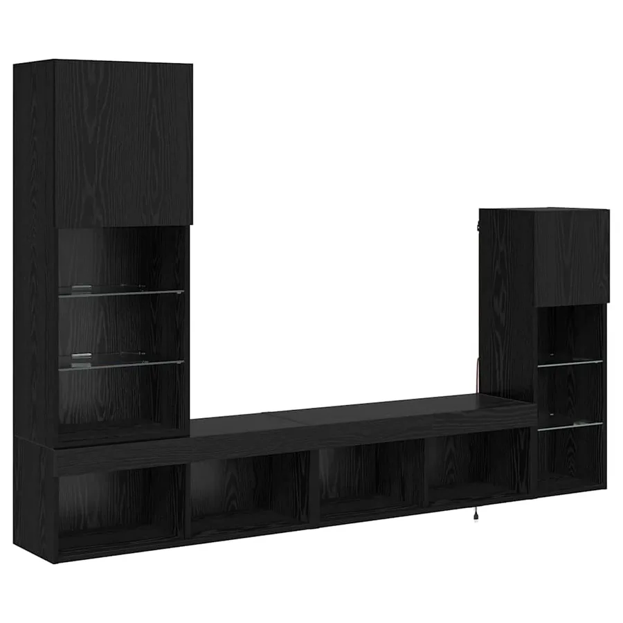 Meubles TV muraux 4 pcs Chêne noir Bois d'ingénierie - 2