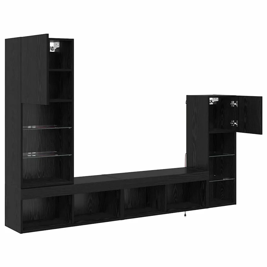 Meubles TV muraux 4 pcs Chêne noir Bois d'ingénierie - 9