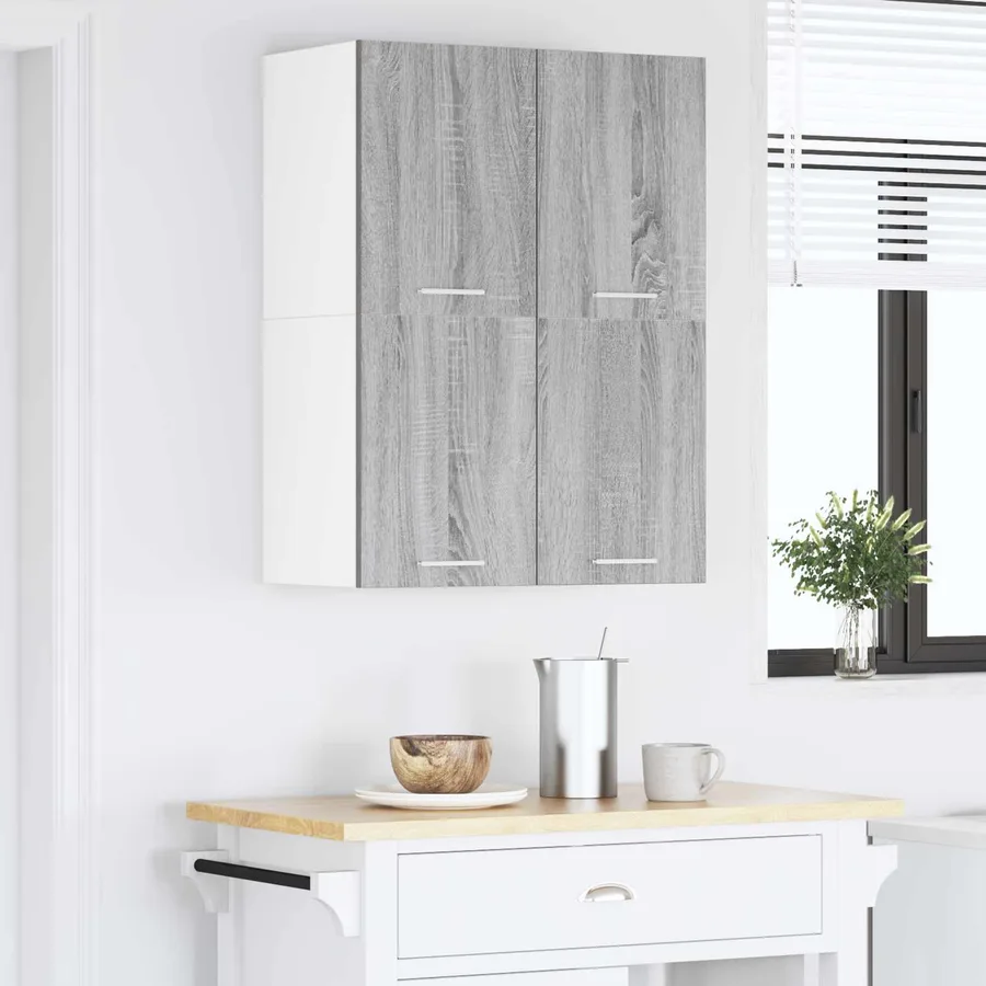 Armoire suspendue 2 pcs Gris Sonoma et Blanc 60 x 31 x 40 cm - 4
