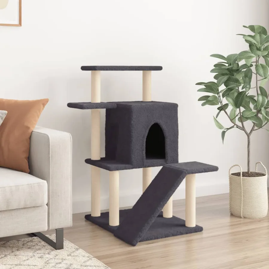 Arbre à chat avec griffoirs en sisal gris foncé 97 cm - 3