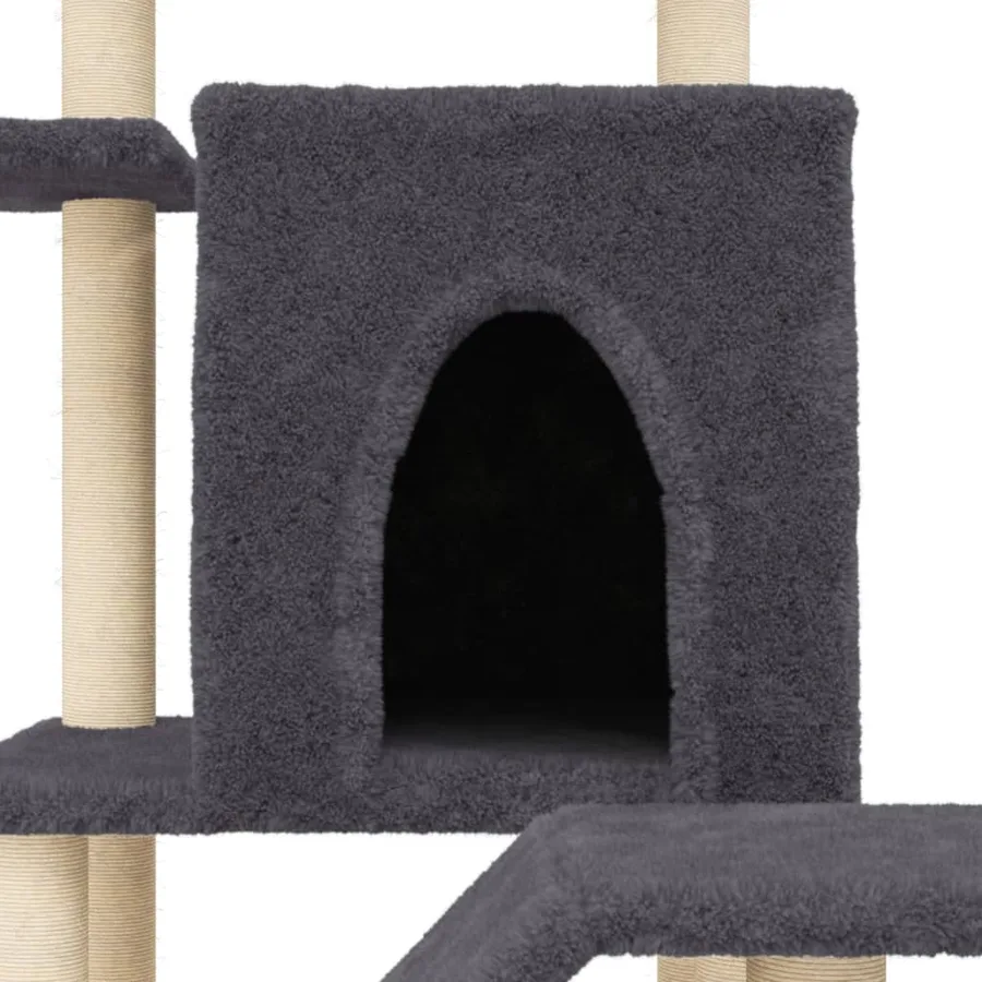 Arbre à chat avec griffoirs en sisal gris foncé 97 cm - 7