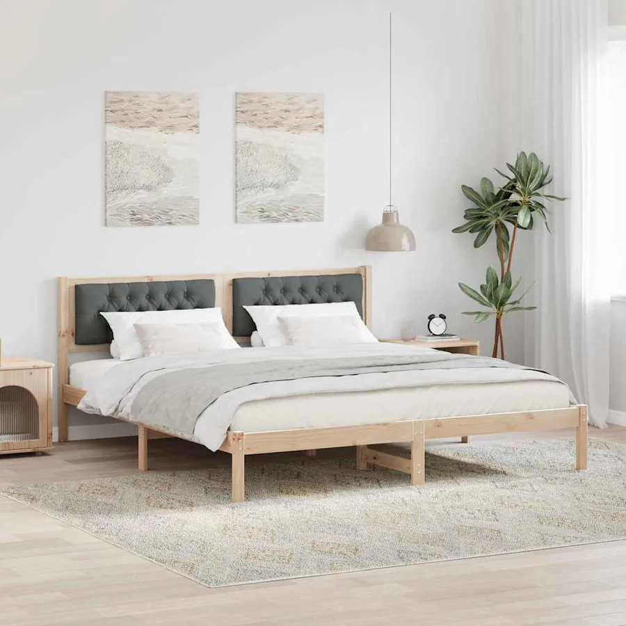 Cadre de lit Gris foncé 160 x 200 cm Pin massif