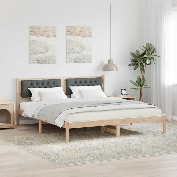 Cadre de lit Gris foncé 160 x 200 cm Pin massif