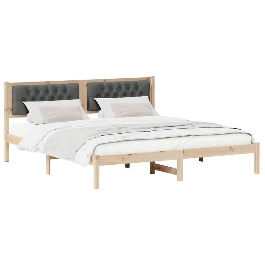 Cadre de lit Gris foncé 160 x 200 cm Pin massif - 3