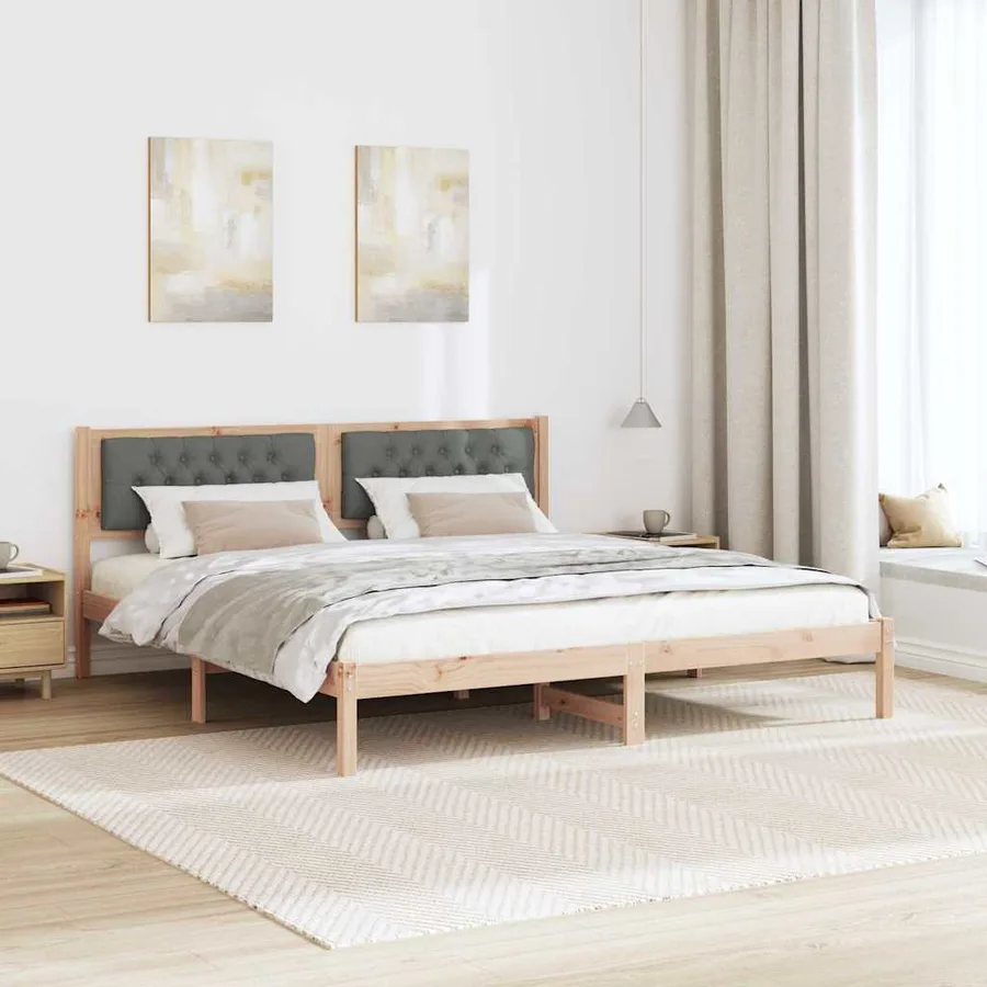Cadre de lit Gris foncé 160 x 200 cm Pin massif - 4