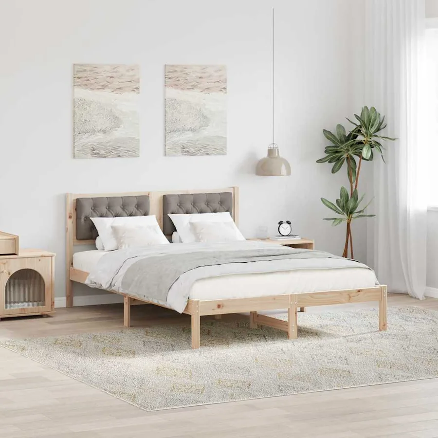 Cadre de lit avec tête de lit Taupe 150 x 200 cm Pin massif