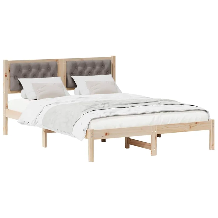 Cadre de lit avec tête de lit Taupe 150 x 200 cm Pin massif - 3