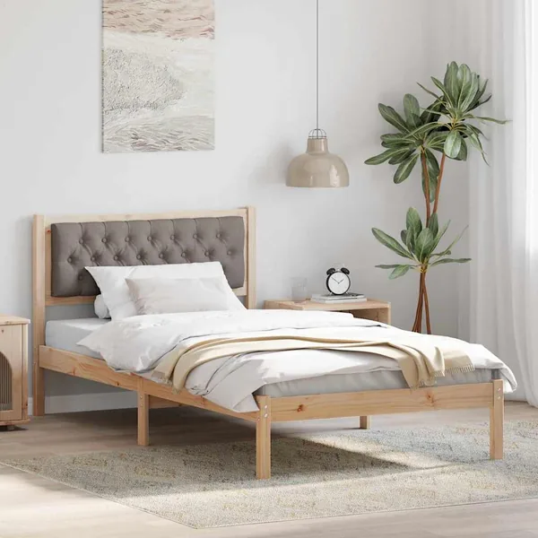 Cadre de lit avec tête de lit Taupe 100 x 200 cm Pin massif