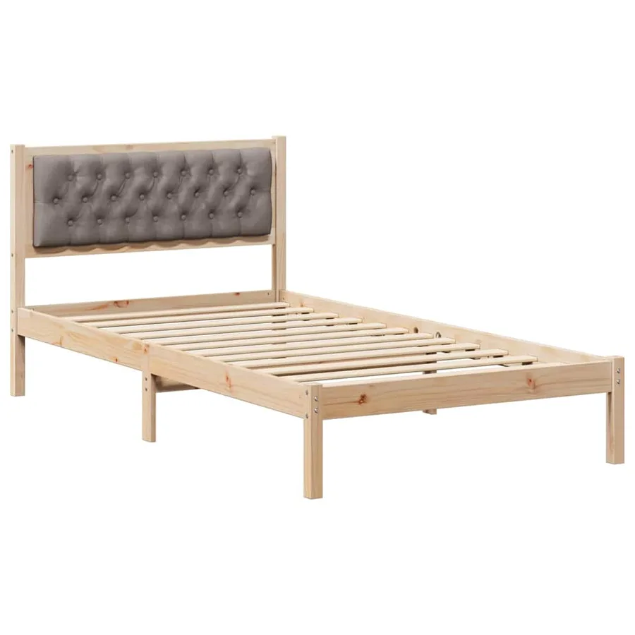 Cadre de lit avec tête de lit Taupe 100 x 200 cm Pin massif - 2