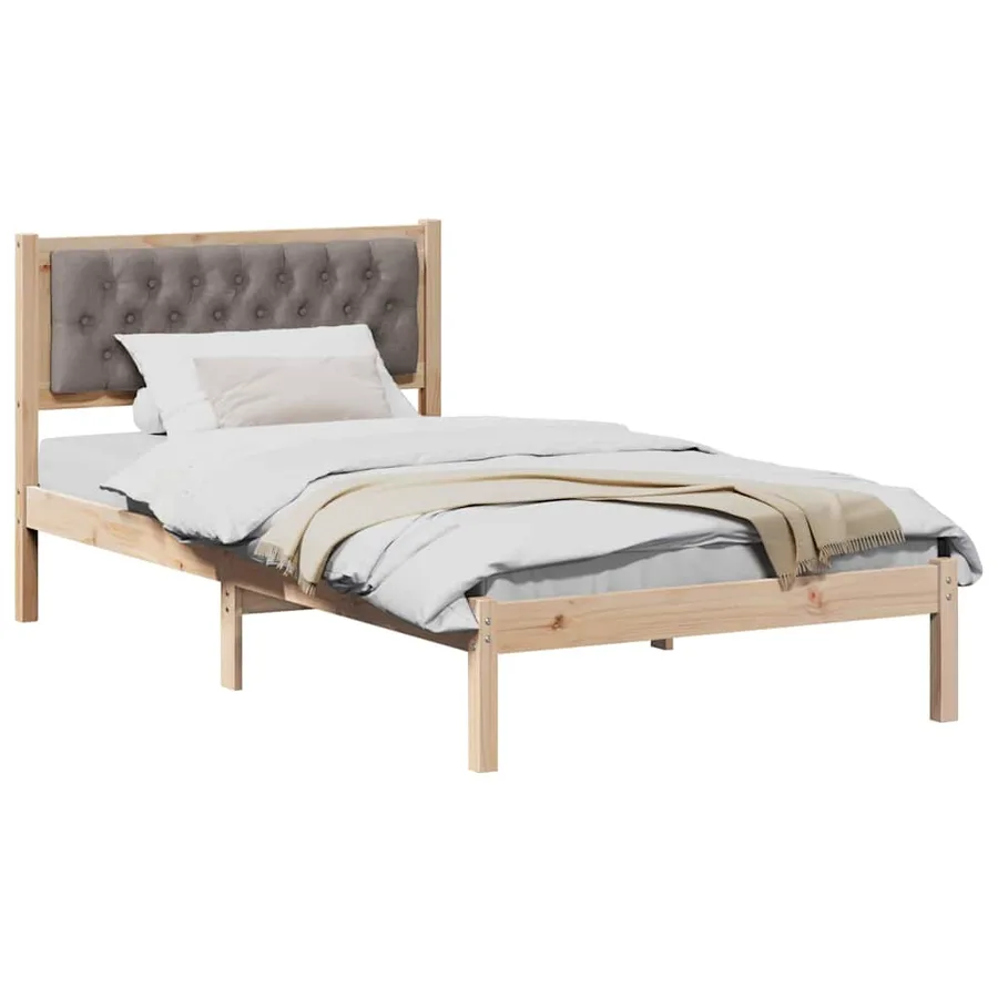 Cadre de lit avec tête de lit Taupe 100 x 200 cm Pin massif - 3
