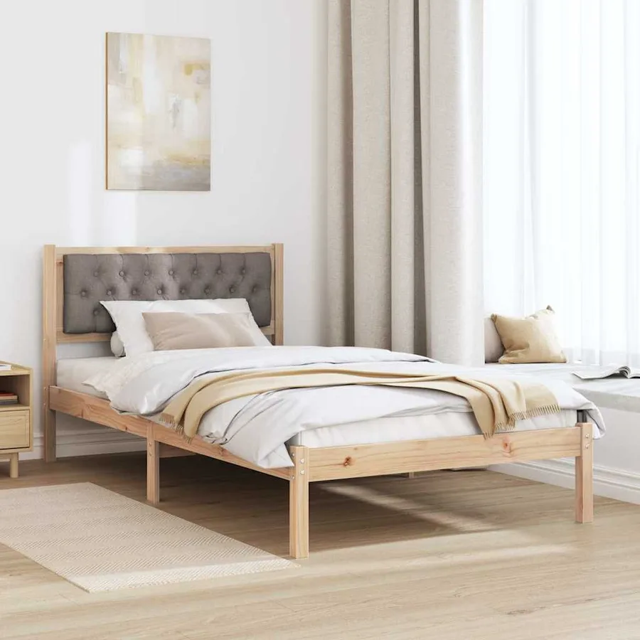 Cadre de lit avec tête de lit Taupe 100 x 200 cm Pin massif - 4