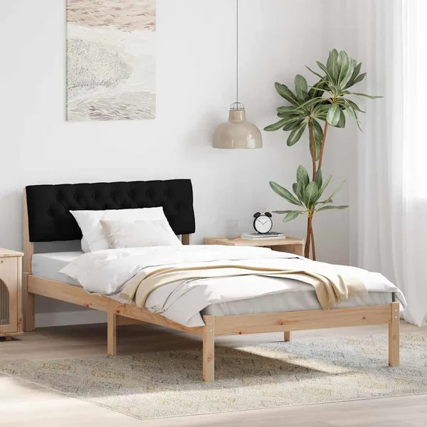 Cadre de lit Marron et noir 100 x 200 cm Bois massif en pin