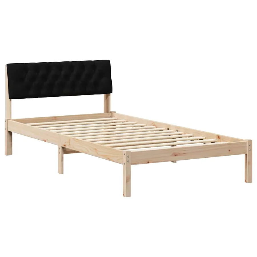 Cadre de lit Marron et noir 100 x 200 cm Bois massif en pin - 2