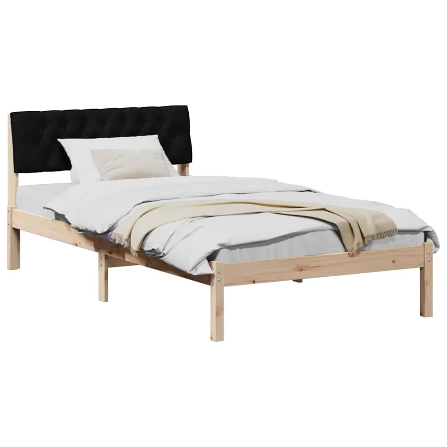 Cadre de lit Marron et noir 100 x 200 cm Bois massif en pin - 3
