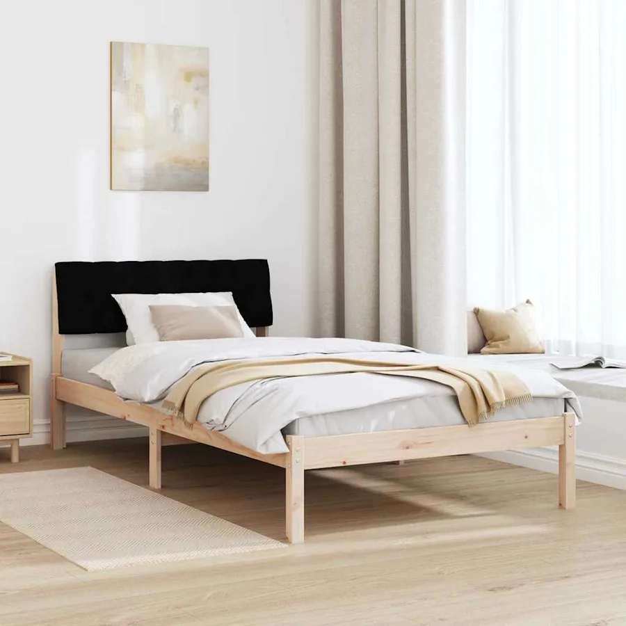 Cadre de lit Marron et noir 100 x 200 cm Bois massif en pin - 4