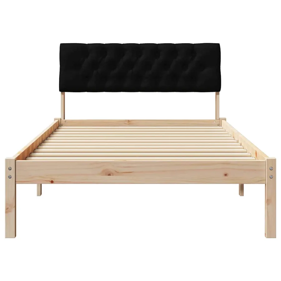 Cadre de lit Marron et noir 100 x 200 cm Bois massif en pin - 5