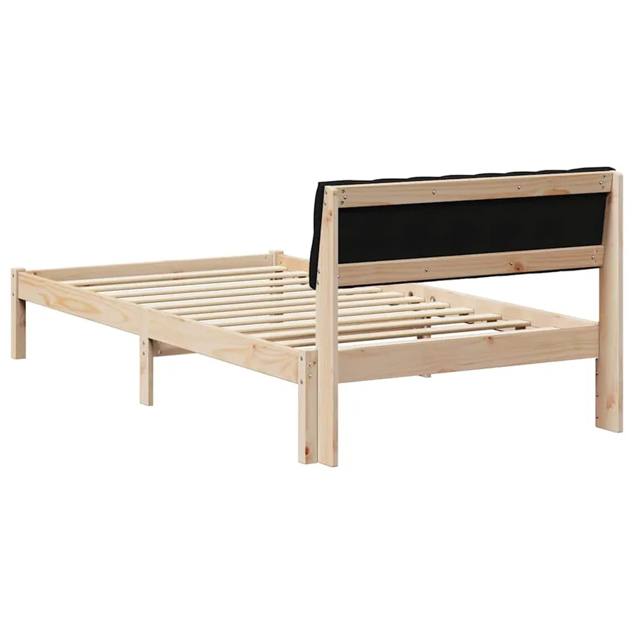 Cadre de lit Marron et noir 100 x 200 cm Bois massif en pin - 7