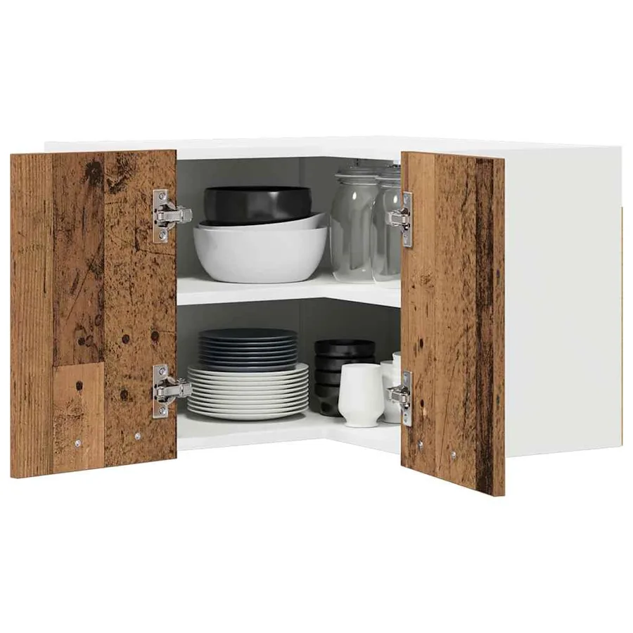 Armoire suspendue Bois ancien et Blanc 57 x 57 x 40 cm - 3