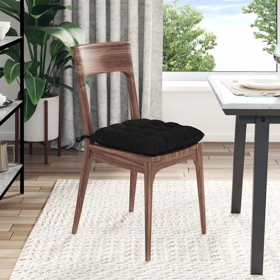 Coussins de siège 4 pcs Noir 40 x 40 x 6 cm tissu - 4