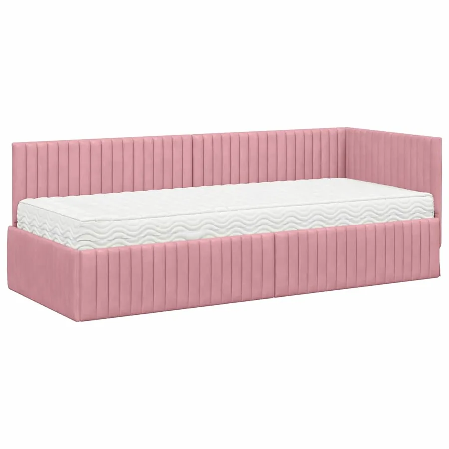 Cadre de lit d'angle avec matelas 2 pcs Gris Velours - 4