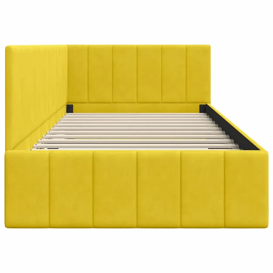 Cadre de lit d'angle Jaune 90 cm x 190 cm Velours - 6