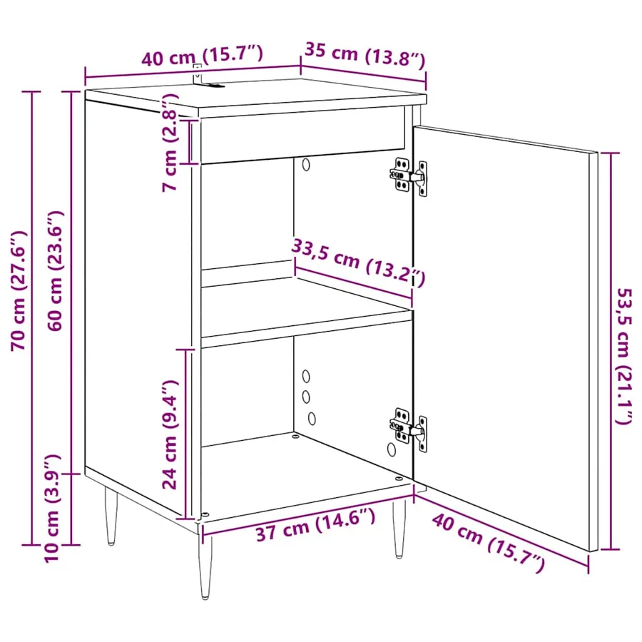 Buffet 2 pcs Bois Ancien 40 x 35 x 70 cm - 13