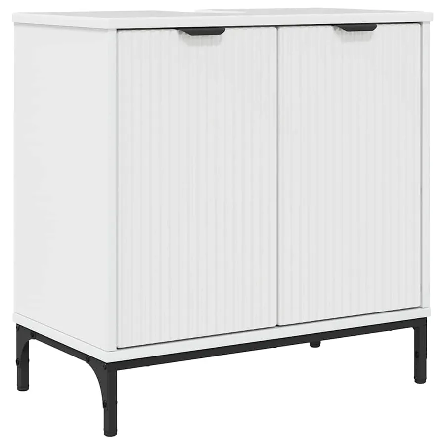 Meuble de Lavabo de Salle de Bain avec stockage Blanc brillant - 2
