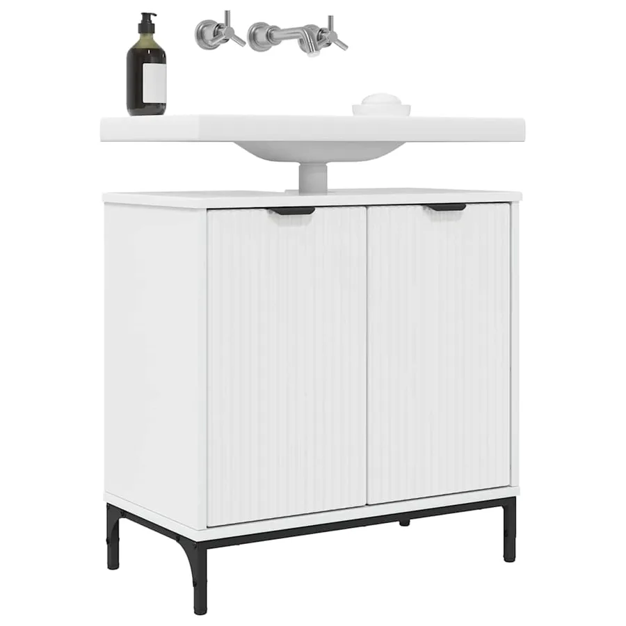 Meuble de Lavabo de Salle de Bain avec stockage Blanc brillant - 3