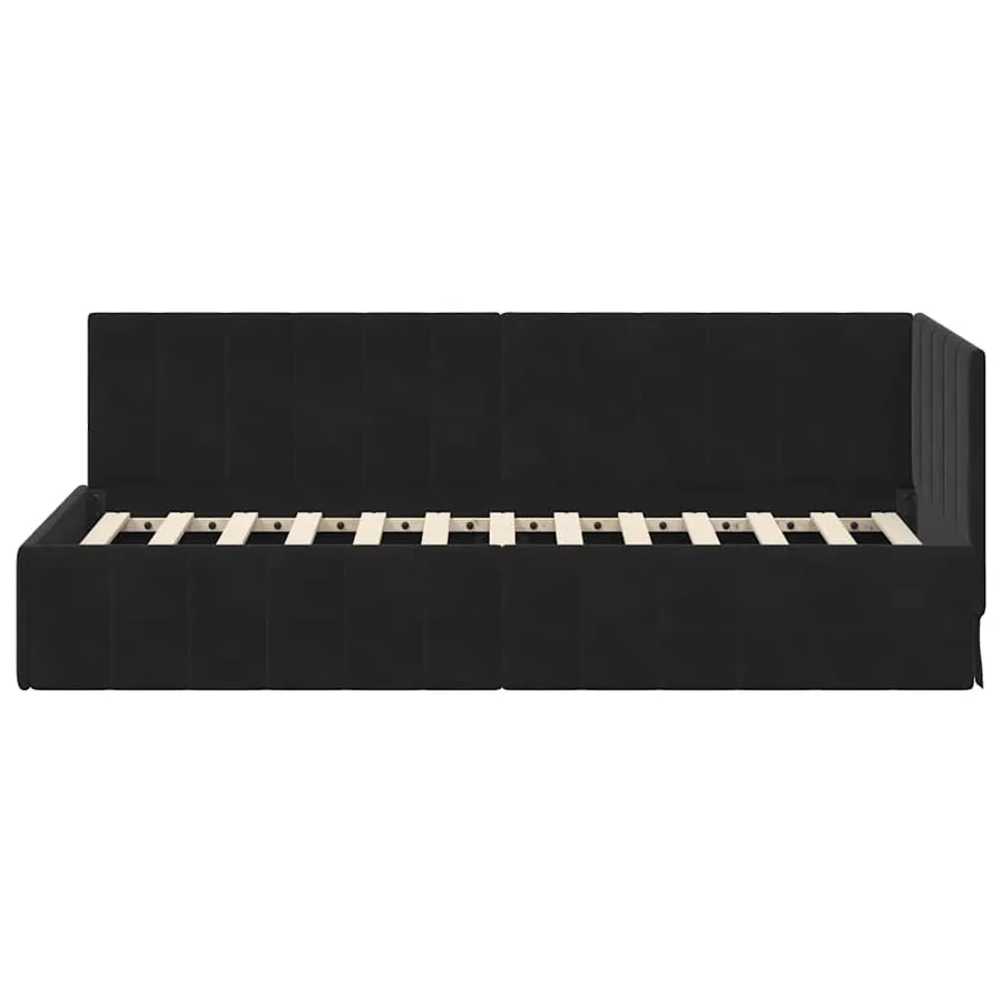Cadre de lit d'angle Noir 80 cm x 200 cm Velours - 5