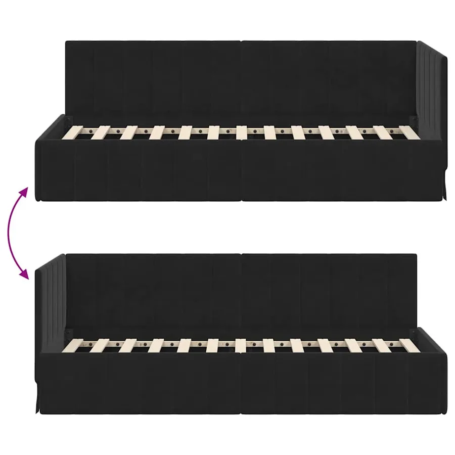 Cadre de lit d'angle Noir 80 cm x 200 cm Velours - 9
