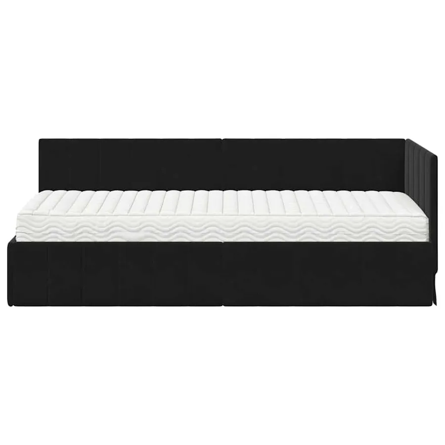Cadre de lit d'angle avec matelas 2 pcs Noir Velours - 5