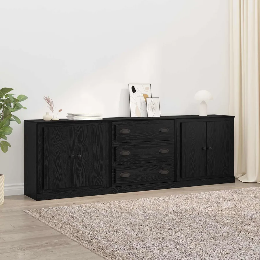 Buffets 3 pcs Chêne noir 210 x 35,5 x 67,5 cm Bois d'ingénierie