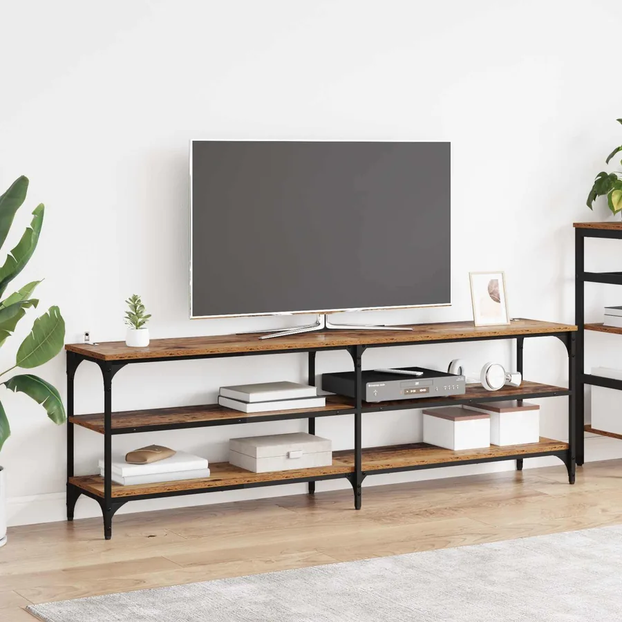Meuble TV Bois Ancien 160 x 30 x 50 cm Bois d'ingénierie et fer