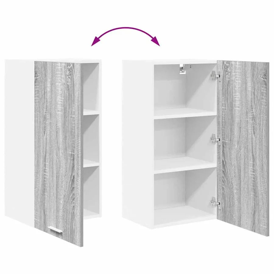 Armoire suspendue Gris Sonoma et Blanc 40 x 31 x 80 cm - 11