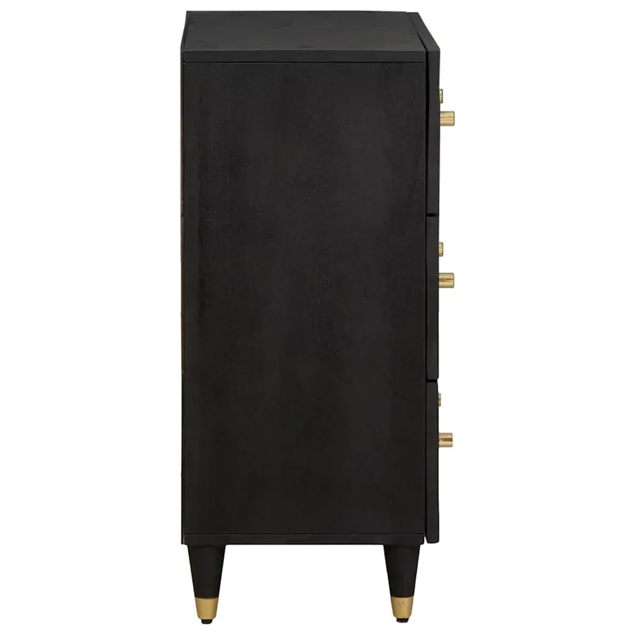 Buffet 2 pcs Noir 60 x 33 x 75 cm Bois de mangue massif - 6