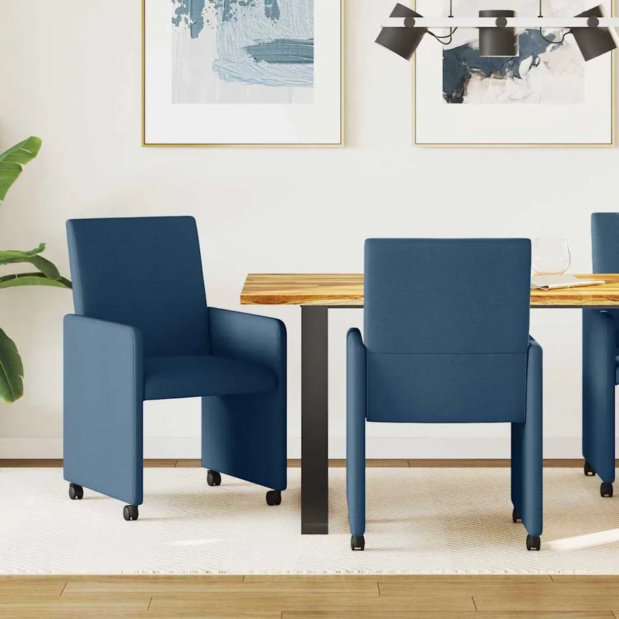 Chaises de Salle à Manger avec Roues 2 pcs Bleu 57 x 66 x 94 cm
