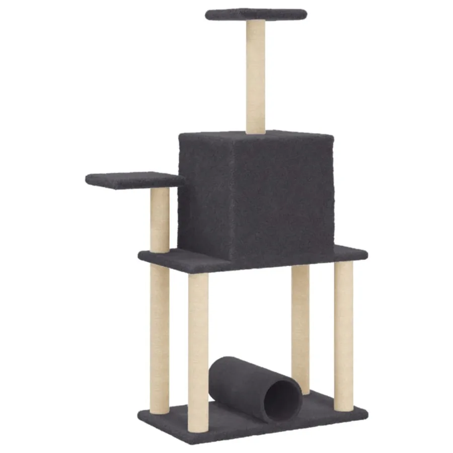 Arbre à chat avec griffoirs en sisal gris foncé 122 cm - 6