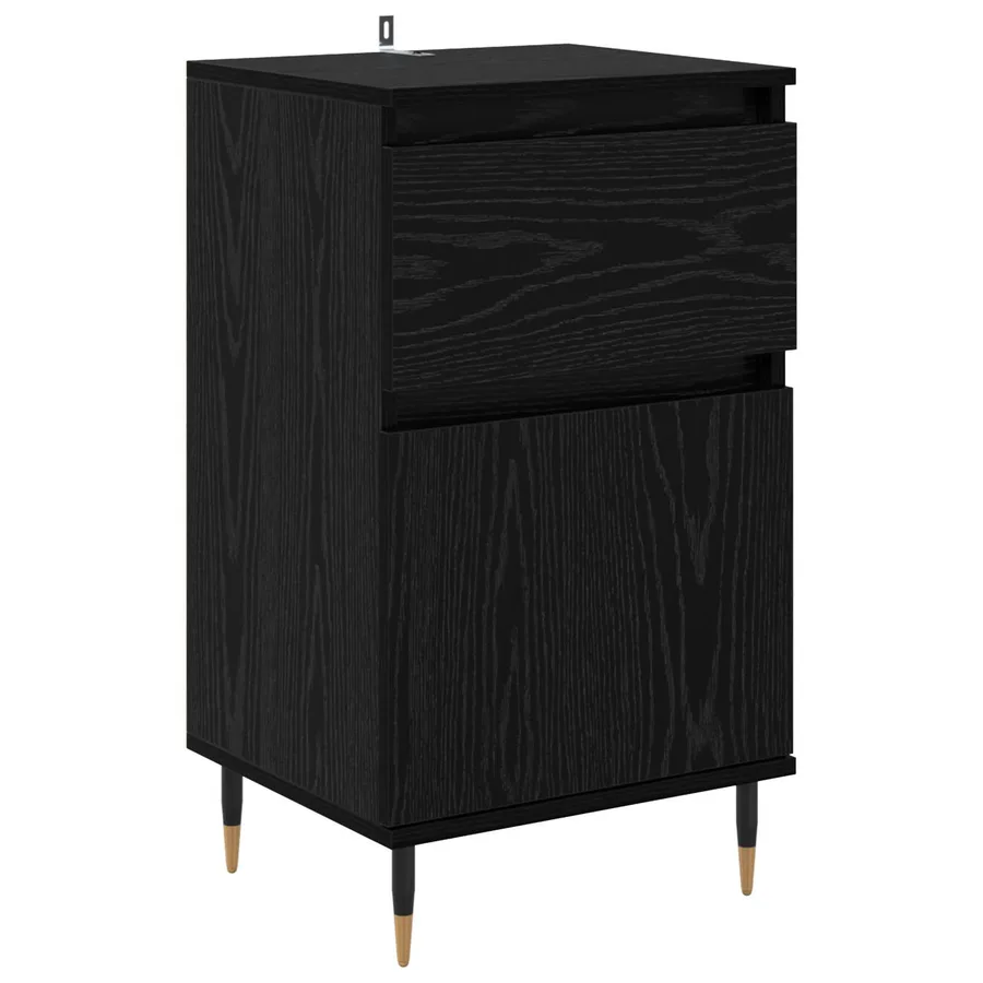 Buffet Chêne noir 40 x 35 x 70 cm Bois d'ingénierie et fer - 2